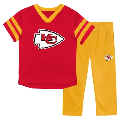 Toddler Outerstuff Red/Gold Kansas City Chiefs Red Zone V-Neck T-Shirt & Pants Set