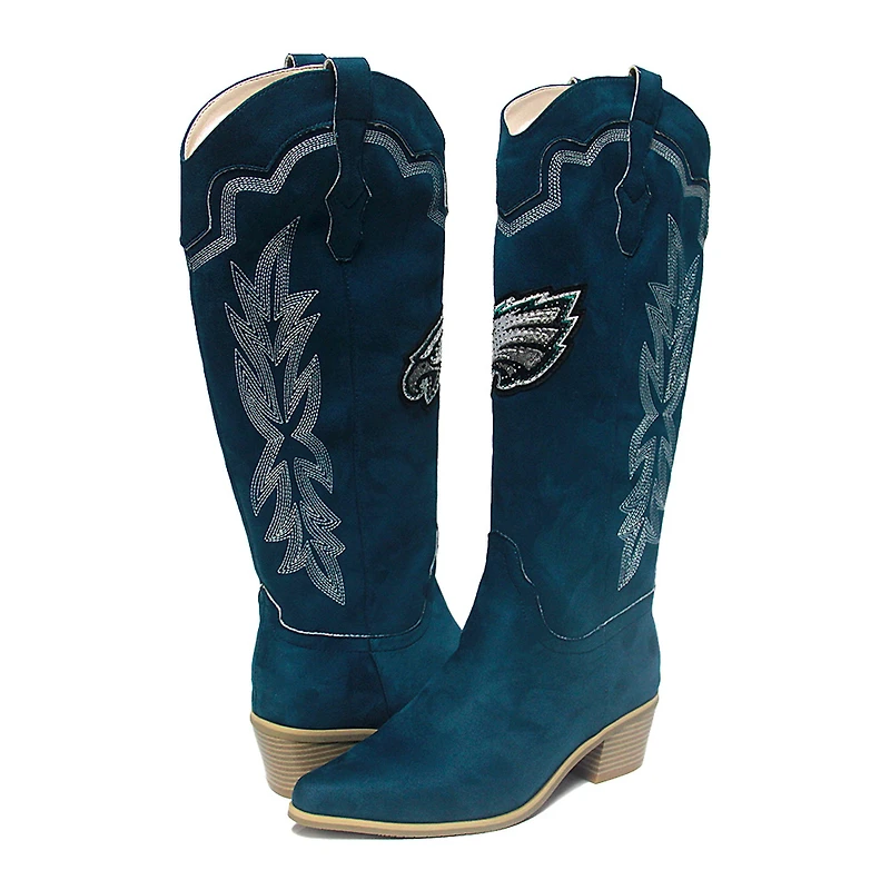 Women's Cuce Midnight Green Philadelphia Eagles Faux Suede Cowboy Boot
