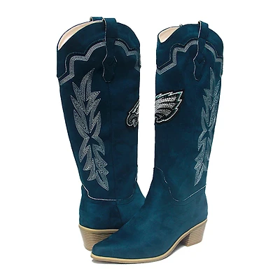Women's Cuce Midnight Green Philadelphia Eagles Faux Suede Cowboy Boot