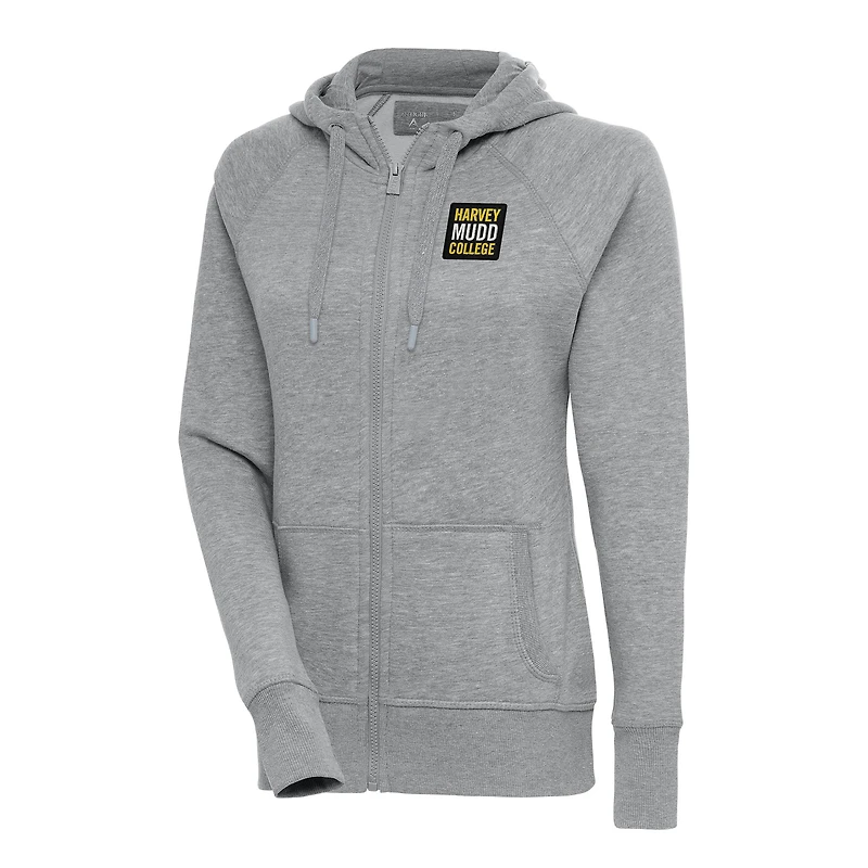 Women's Antigua Heather Gray Harvey Mudd College Victory Raglan Full-Zip Hoodie