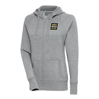 Women's Antigua Heather Gray Harvey Mudd College Victory Raglan Full-Zip Hoodie