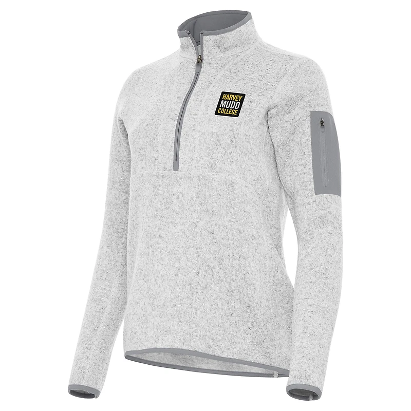 Women's Antigua Heather Gray Harvey Mudd College Fortune Half-Zip Top