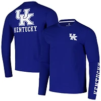 Men's Colosseum Royal Kentucky Wildcats Logo Lockup 3-Hit Active Blend Long Sleeve T-Shirt