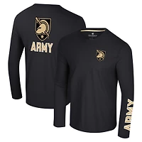 Men's Colosseum Black Army Knights Logo Lockup 3-Hit Active Blend Long Sleeve T-Shirt