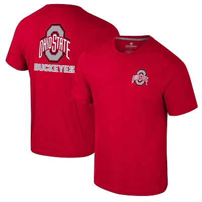 Men's Colosseum Scarlet Ohio State Buckeyes Logo Lockup 2-Hit Active Blend T-Shirt
