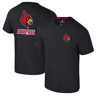 Men's Colosseum Black Louisville Cardinals Logo Lockup 2-Hit Active Blend T-Shirt