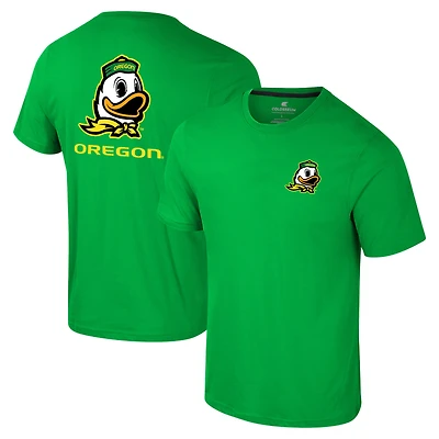 Men's Colosseum Oregon Ducks Logo Lockup 2-Hit Active Blend T-Shirt