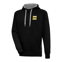 Men's Antigua Black Harvey Mudd College  Victory Raglan Sleeve Pullover Hoodie