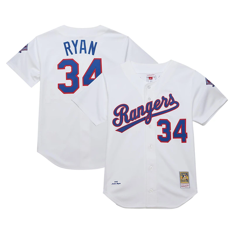 Men's Mitchell & Ness Nolan Ryan Nolan Ryan White Texas Rangers 1993 Cooperstown Collection Authentic Jersey