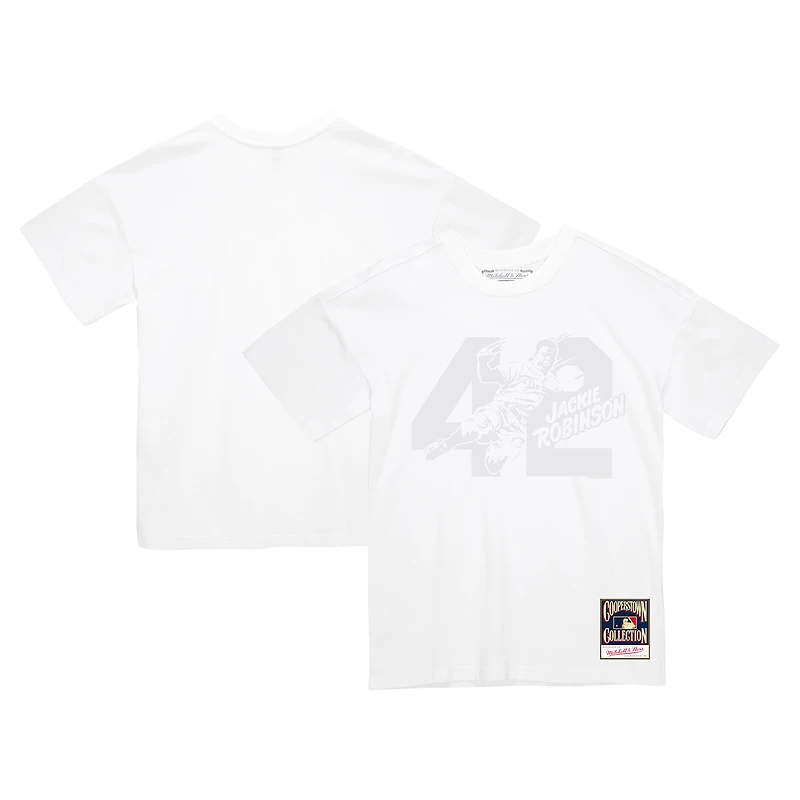 Men's Mitchell & Ness Jackie Robinson White Brooklyn Dodgers Cooperstown Collection Sliding 42 T-Shirt