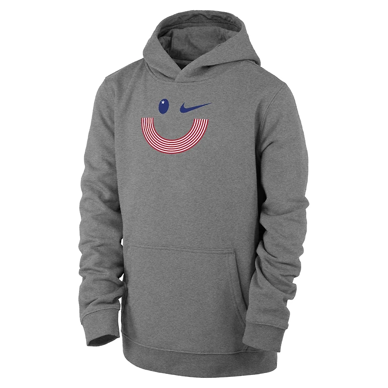 Youth Nike Gray Team USA Smiley Club Fleece Pullover Hoodie