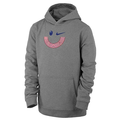 Youth Nike Gray Team USA Smiley Club Fleece Pullover Hoodie