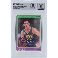 John Stockton Utah Jazz Autographed 1988-89 Fleer #115 Beckett Fanatics Witnessed Authenticated 10 Rookie Card