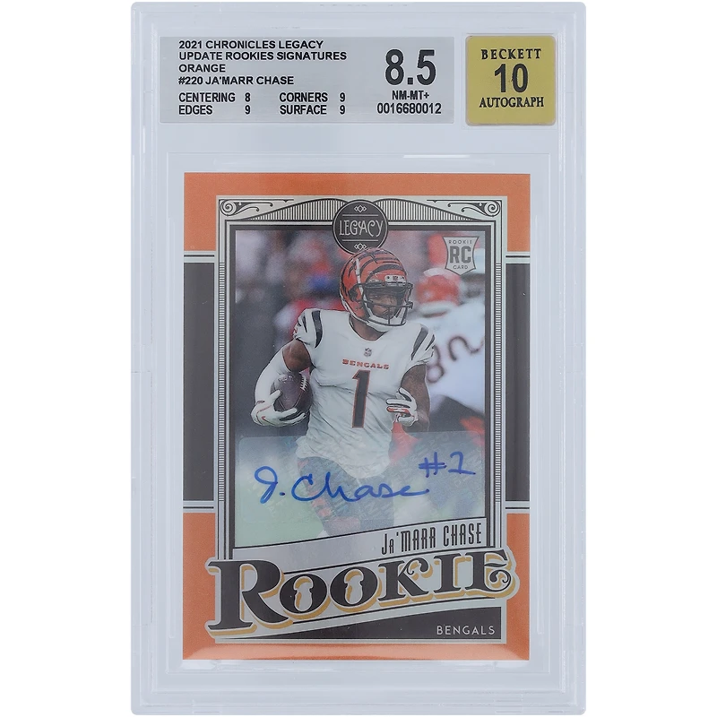 Ja'Marr Chase Cincinnati Bengals Autographed 2021 Panini Chronicles Legacy Orange #220 #12/35 BGS Authenticated 8.5 Rookie Card - 8,9,9,9 Subgrades