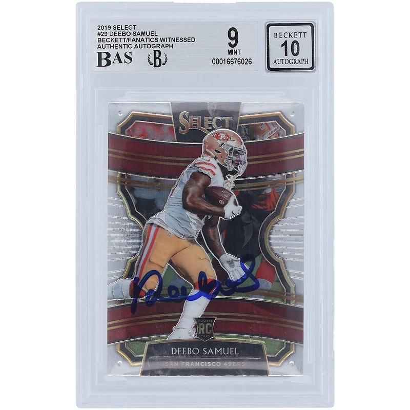 Deebo Samuel Sr San Francisco 49ers Autographed 2019 Panini Select #29 Beckett Fanatics Witnessed Authenticated 9/10 Rookie Card