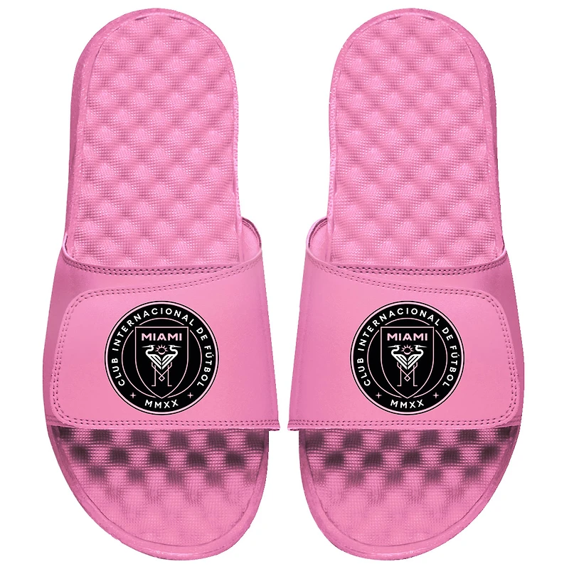 Youth ISlide Pink Inter Miami CF Primary Logo Slide Sandals