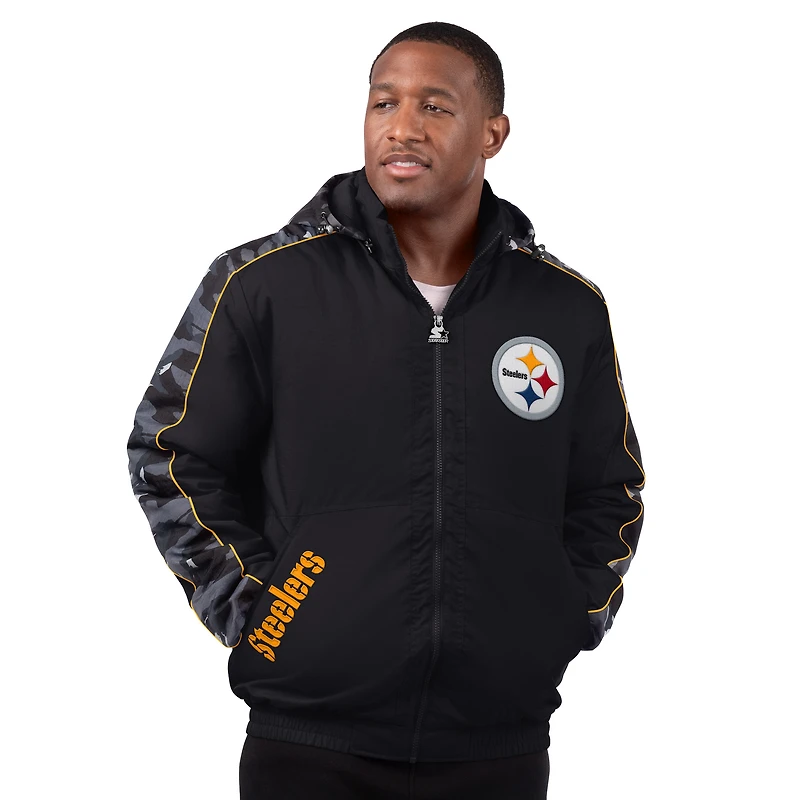 Men's Starter Black Pittsburgh Steelers Thursday Night Gridiron Full-Zip Jacket