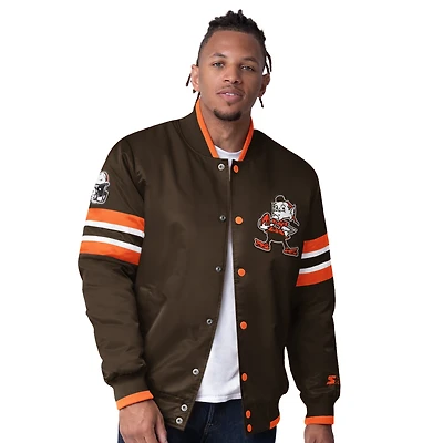 Men's Starter  Brown Cleveland Browns Vintage Logo Scout I Full-Snap Varsity Jacket