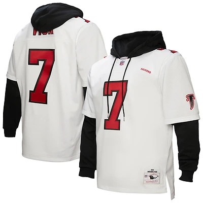 Men's Mitchell & Ness Michael Vick White Atlanta Falcons Player Name & Number Hoodie Legacy Jersey
