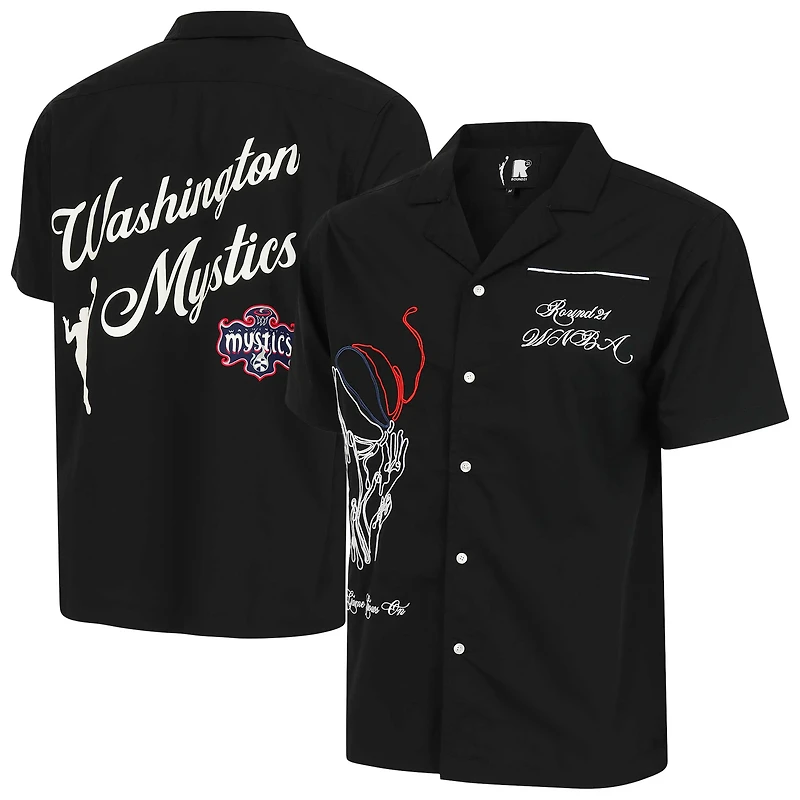 Unisex round21 Black Washington Mystics Lucky Strike Full-Button Bowling Shirt