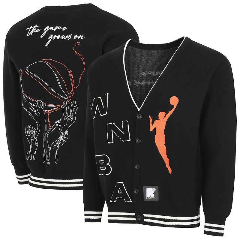 Unisex round21 Black WNBA Campus Fit Full-Button Cardigan