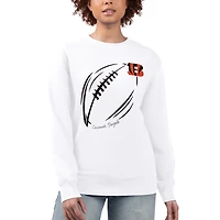 Women's G-III 4Her by Carl Banks White Cincinnati Bengals Football Logo Graphic Fleece Tri-Blend Pullover Sweatshirt