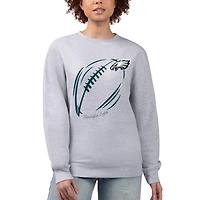 Women's G-III 4Her by Carl Banks Heather Gray Philadelphia Eagles Football Logo Graphic Fleece Tri-Blend Pullover Sweatshirt