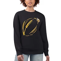 Women's G-III 4Her by Carl Banks Black Minnesota Vikings Football Logo Graphic Fleece Tri-Blend Pullover Sweatshirt