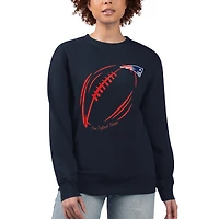 Women's G-III 4Her by Carl Banks Navy New England Patriots Football Logo Graphic Fleece Tri-Blend Pullover Sweatshirt