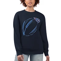Women's G-III 4Her by Carl Banks Navy Tennessee Titans Football Logo Graphic Fleece Tri-Blend Pullover Sweatshirt