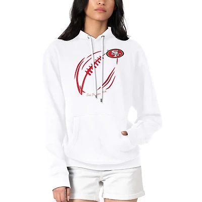 Women's G-III 4Her by Carl Banks White San Francisco 49ers Football Logo Fleece Tri-Blend Pullover Hoodie