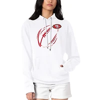 Women's G-III 4Her by Carl Banks White San Francisco 49ers Football Logo Fleece Tri-Blend Pullover Hoodie