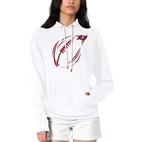 Women's G-III 4Her by Carl Banks White Tampa Bay Buccaneers Football Logo Fleece Tri-Blend Pullover Hoodie