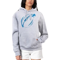 Women's G-III 4Her by Carl Banks Heather Gray Detroit Lions Football Logo Fleece Tri-Blend Pullover Hoodie