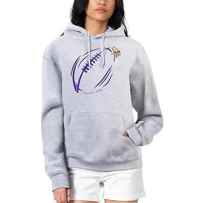 Women's G-III 4Her by Carl Banks Heather Gray Minnesota Vikings Football Logo Fleece Tri-Blend Pullover Hoodie