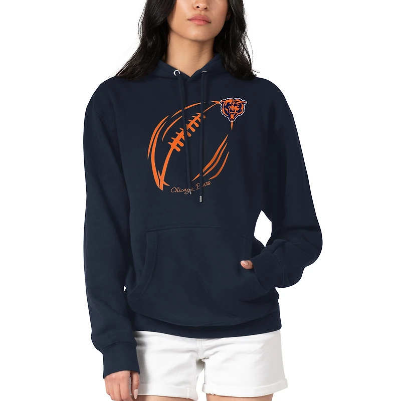 Women's G-III 4Her by Carl Banks Navy Chicago Bears Football Logo Fleece Tri-Blend Pullover Hoodie
