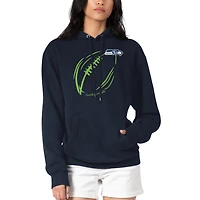 Women's G-III 4Her by Carl Banks Navy Seattle Seahawks Football Logo Fleece Tri-Blend Pullover Hoodie