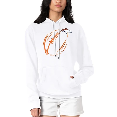 Women's G-III 4Her by Carl Banks White Denver Broncos Football Logo Fleece Tri-Blend Pullover Hoodie