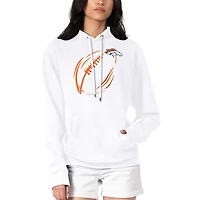 Women's G-III 4Her by Carl Banks White Denver Broncos Football Logo Fleece Tri-Blend Pullover Hoodie