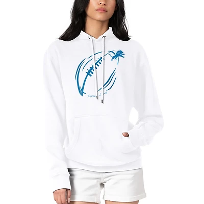Women's G-III 4Her by Carl Banks White Detroit Lions Football Logo Fleece Tri-Blend Pullover Hoodie