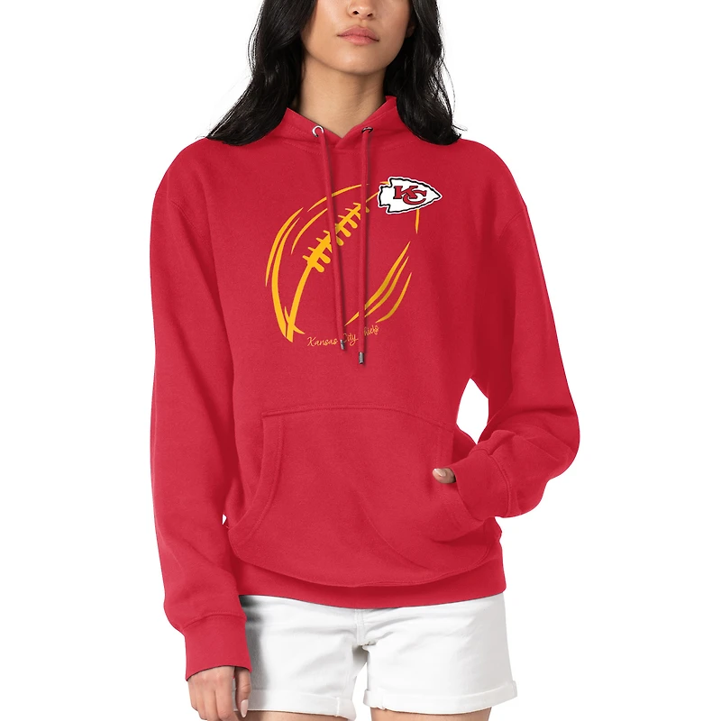 Women's G-III 4Her by Carl Banks Red Kansas City Chiefs Football Logo Fleece Tri-Blend Pullover Hoodie