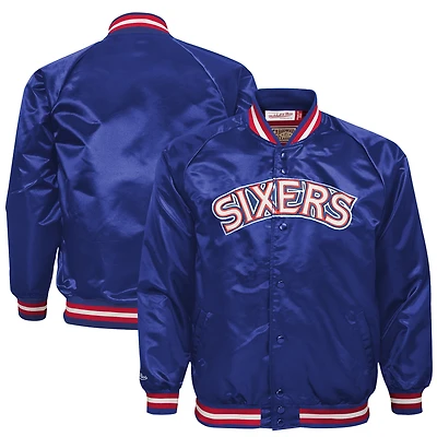 Youth Mitchell & Ness  Royal Philadelphia 76ers Hardwood Classics Lightweight Satin Full-Snap Jacket