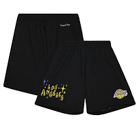Men's Mitchell & Ness  Black Los Angeles Lakers Hardwood Classics Sidewalk Sketch Shorts