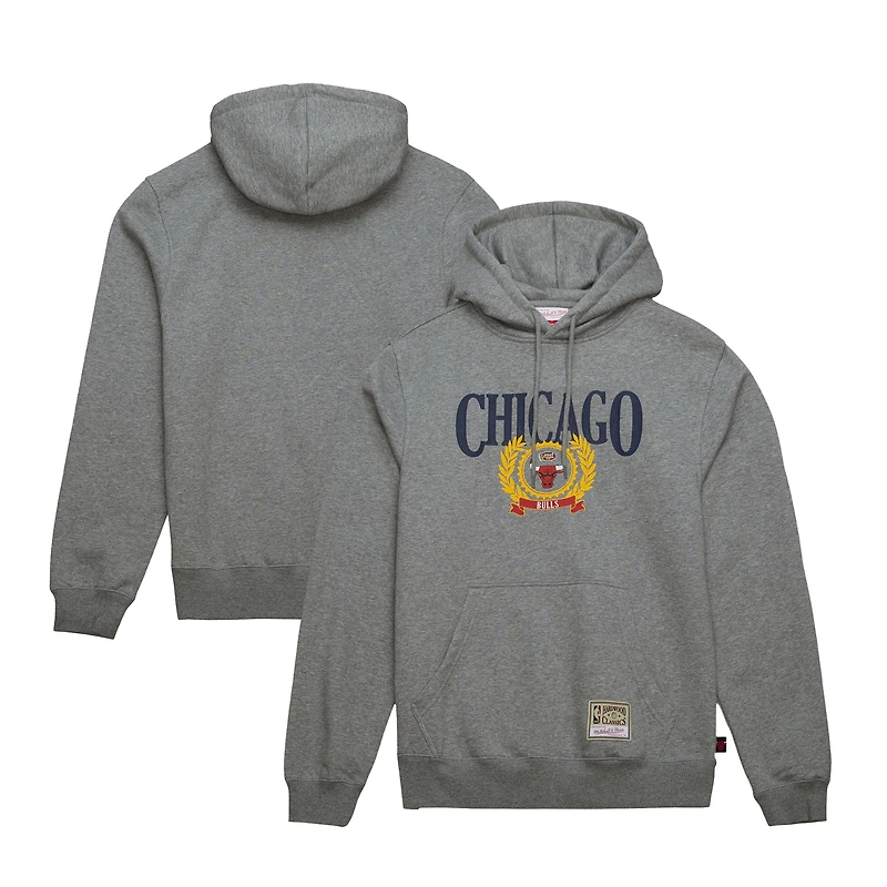 Men's Mitchell & Ness  Gray Chicago Bulls Hardwood Classics Collegiate Pullover Hoodie