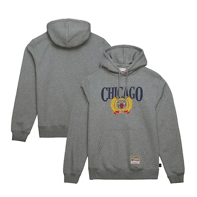 Men's Mitchell & Ness  Gray Chicago Bulls Hardwood Classics Collegiate Pullover Hoodie