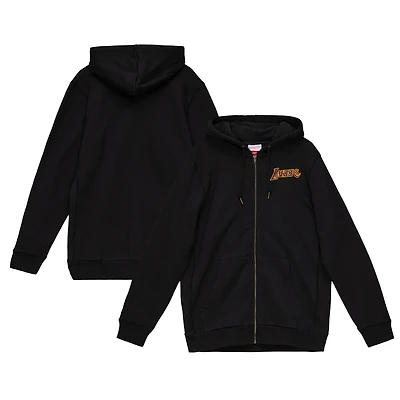 Men's Mitchell & Ness  Black Los Angeles Lakers Heavyweight Fleece Full-Zip Hoodie