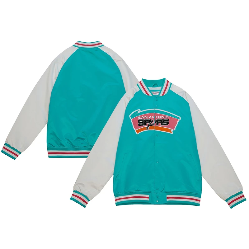 Men's Mitchell & Ness  Turquoise San Antonio Spurs Primetime Lightweight Satin Full-Snap Jacket