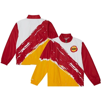 Men's Mitchell & Ness  White Houston Rockets Paintbrush Full-Zip Windbreaker Jacket