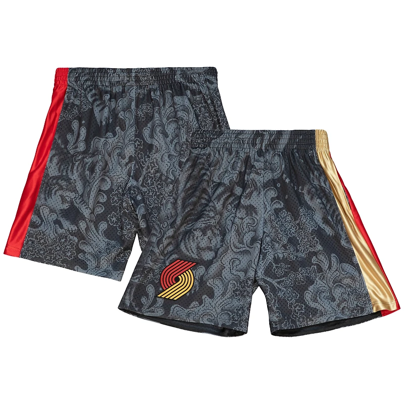 Men's Mitchell & Ness  Black Portland Trail Blazers 1996/97 Hardwood Classics Chinese New Year 4.0 Swingman Shorts