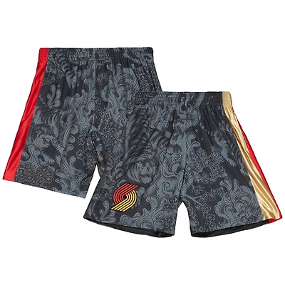 Men's Mitchell & Ness  Black Portland Trail Blazers 1996/97 Hardwood Classics Chinese New Year 4.0 Swingman Shorts